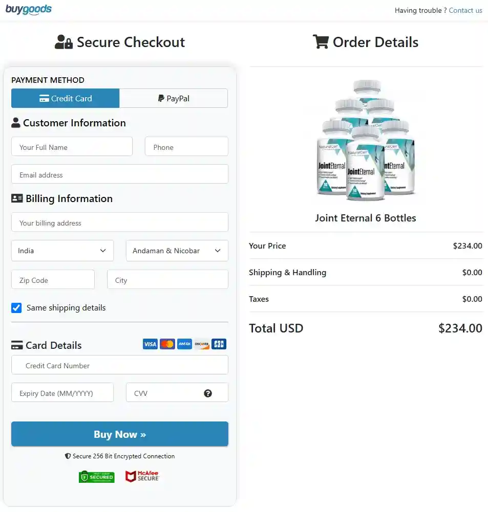 JointEternal Order Page