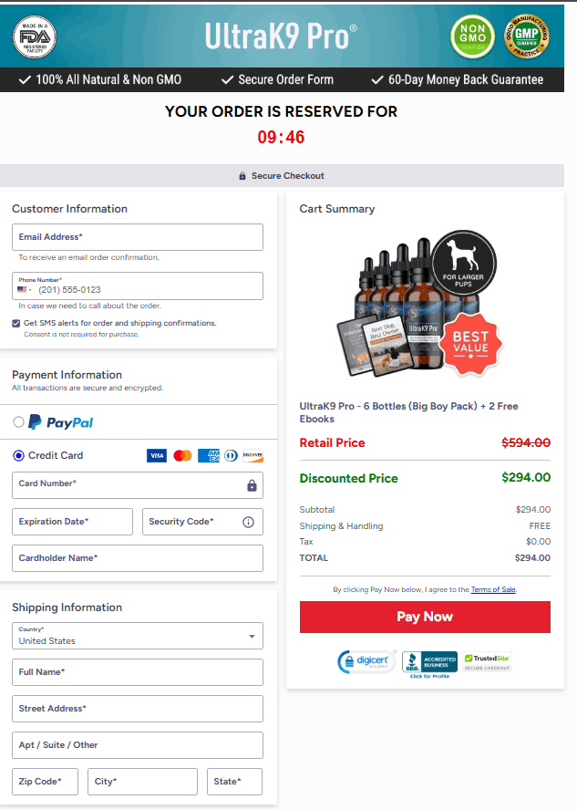 Ultrak9pro Secured Order Page